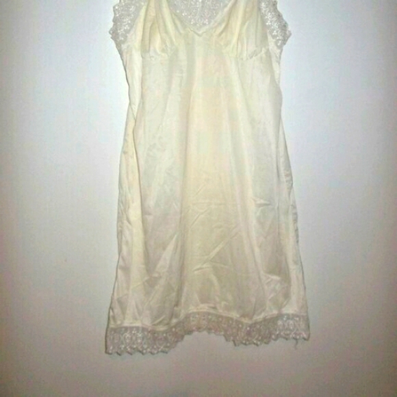 80s white eyelet trim Negligee S - Picture 3 of 3